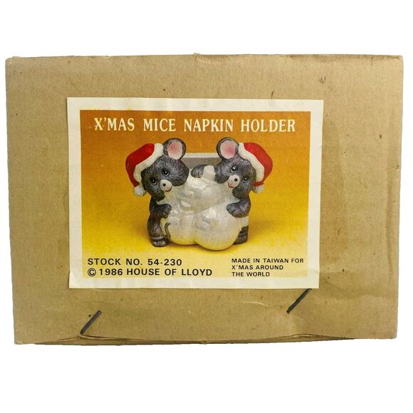 Vintage Mice Table Napkin Holder Christmas  House of Lloyd Around The World 1986 - Picture 9 of 10